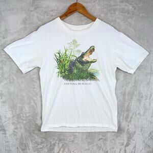 Vintage 90s Anvil Daytona Beach Alligator T Shirt M Pre-Shrunk Florida Grunge